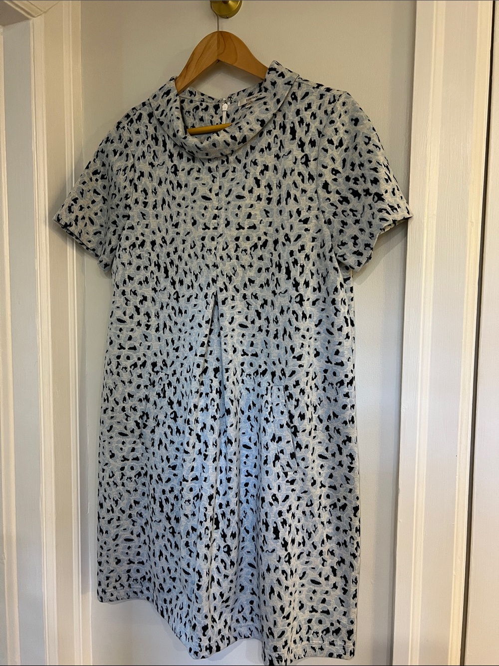 Tyler Boe Light Blue Mini Dress with Black Spot Print